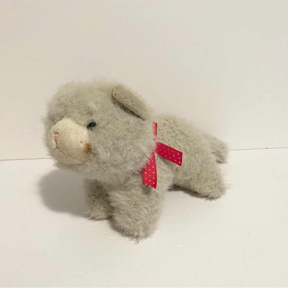 Cat Gray Persian Kitten Plush Baby Rattle Tail VTG 1980 Gund 7" Stuffed Animal